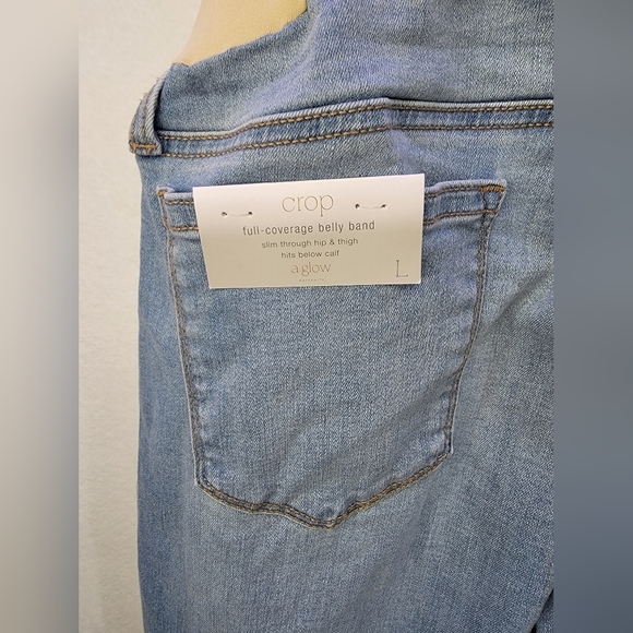 a:glow Maternity Girlfriend Capri Crop Denim Jeans Womens Size Large - Picture 3 of 11